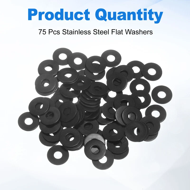 75Pcs M5 304 Stainless Steel Flat Washers ID 5mm OD 15mm Thick 1mm