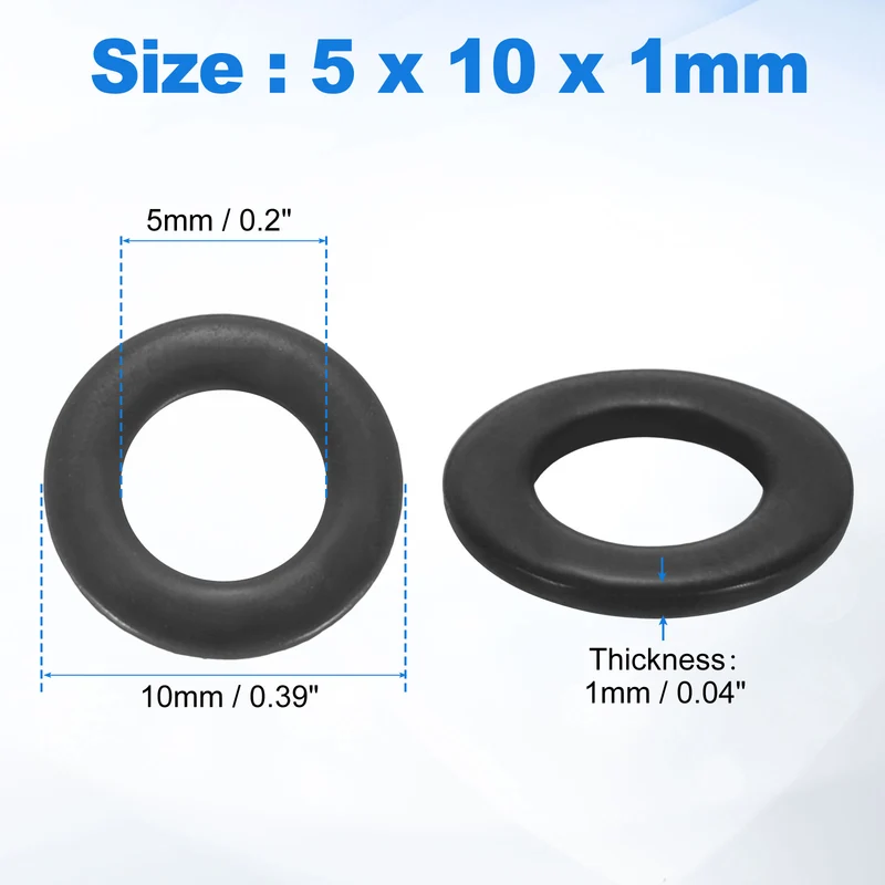 200Pcs M5 304 Stainless Steel Flat Washers ID 5mm OD 10mm Thick 1mm