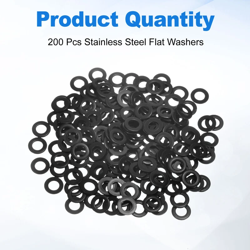 200Pcs M5 304 Stainless Steel Flat Washers ID 5mm OD 10mm Thick 1mm