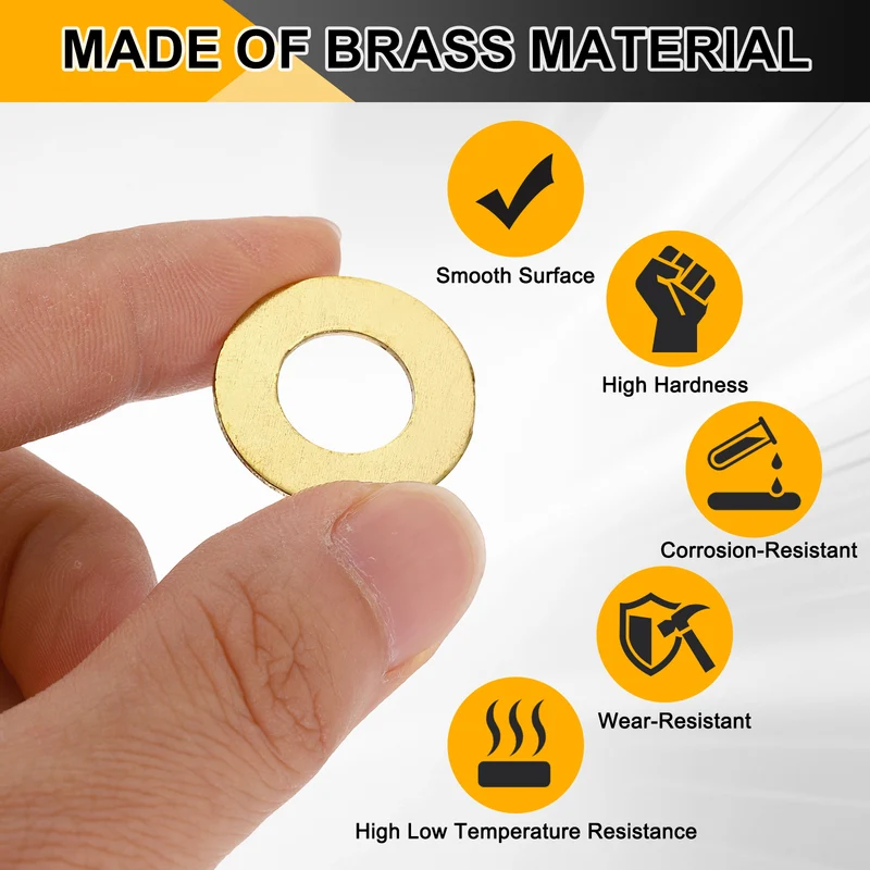 M12x24x1.2mm Flat Washer, 20PCS Brass Automotive Drain Plug Gasket, Golden