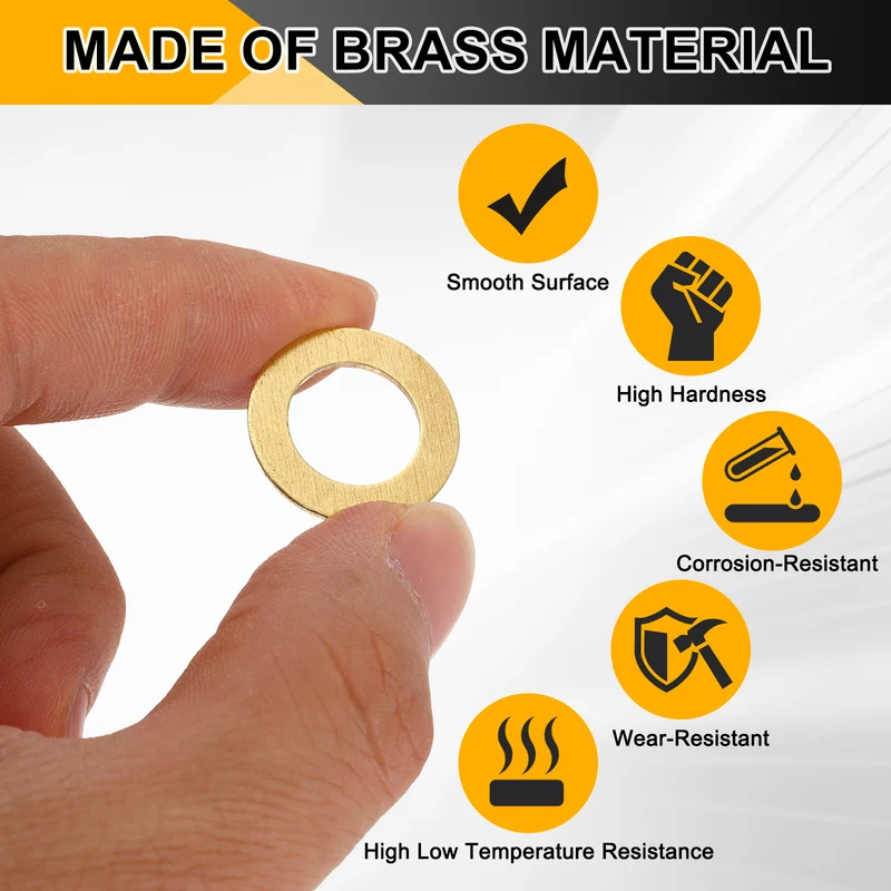 M12x20x1mm Flat Washer, 60PCS Brass Automotive Drain Plug Gasket, Golden