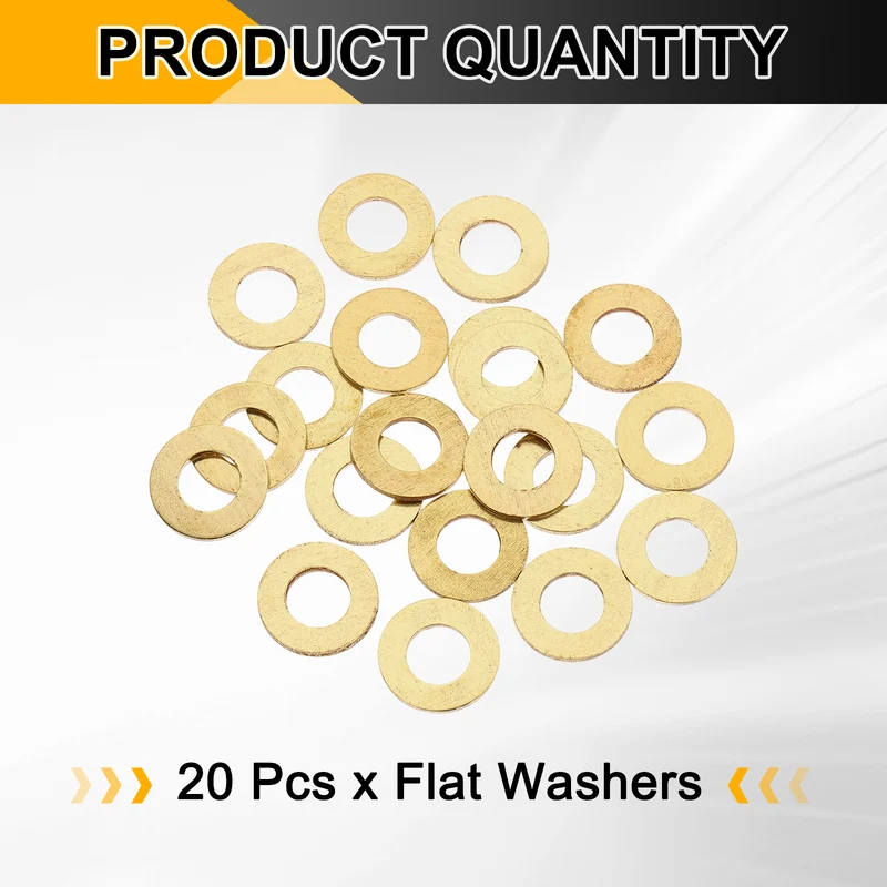 M10x20x1.5mm Flat Washer, 20PCS Brass Automotive Drain Plug Gasket, Golden