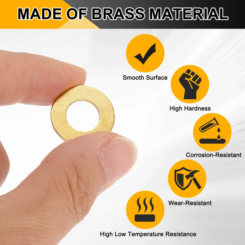 M10x20x1.5mm Flat Washer, 20PCS Brass Automotive Drain Plug Gasket, Golden