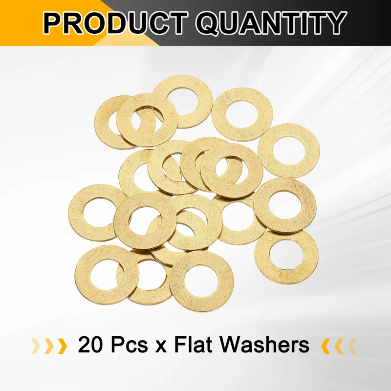 M10x20x1mm Flat Washer, 20PCS Brass Automotive Drain Plug Gasket, Golden