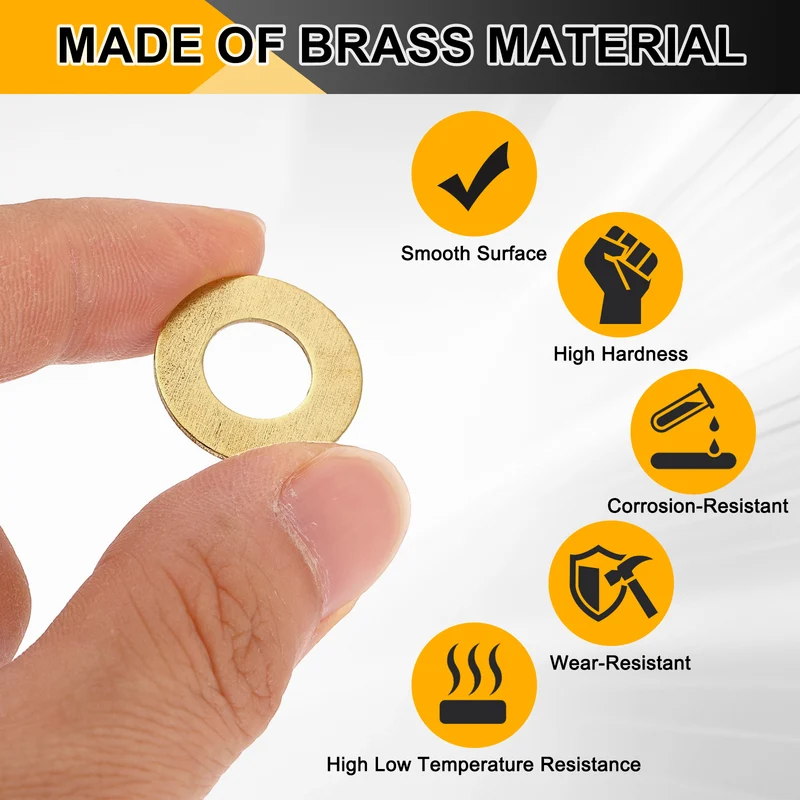 M10x20x1mm Flat Washer, 20PCS Brass Automotive Drain Plug Gasket, Golden
