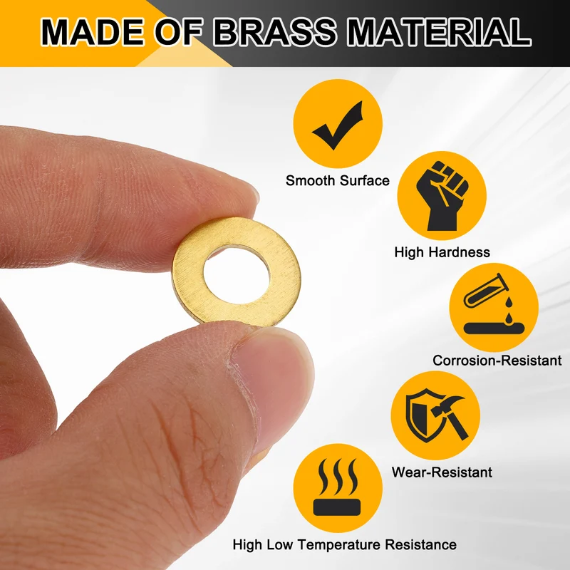 M8x16x1mm Flat Washer, 60PCS Brass Automotive Drain Plug Gasket, Golden
