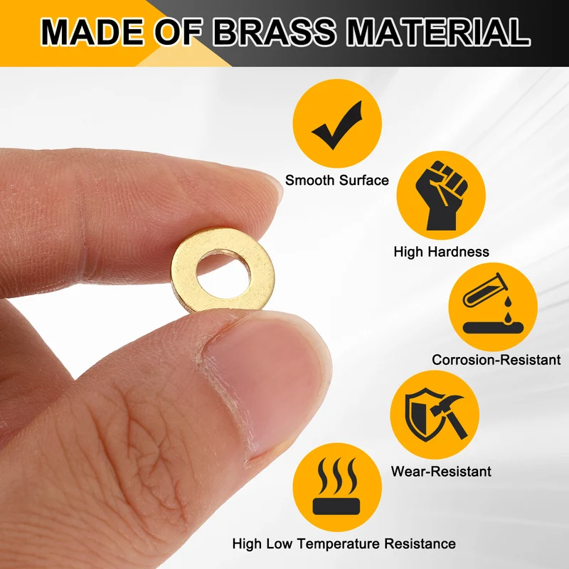 M6x12x1.5mm Flat Washer, 60PCS Brass Automotive Drain Plug Gasket, Golden