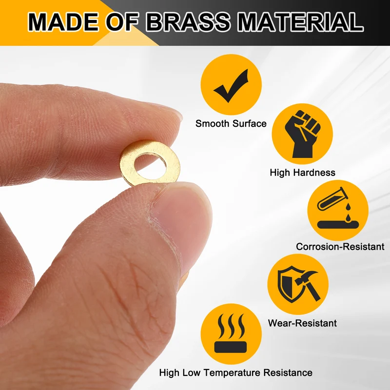 M5x10x0.8mm Flat Washer, 150PCS Brass Automotive Drain Plug Gasket, Golden