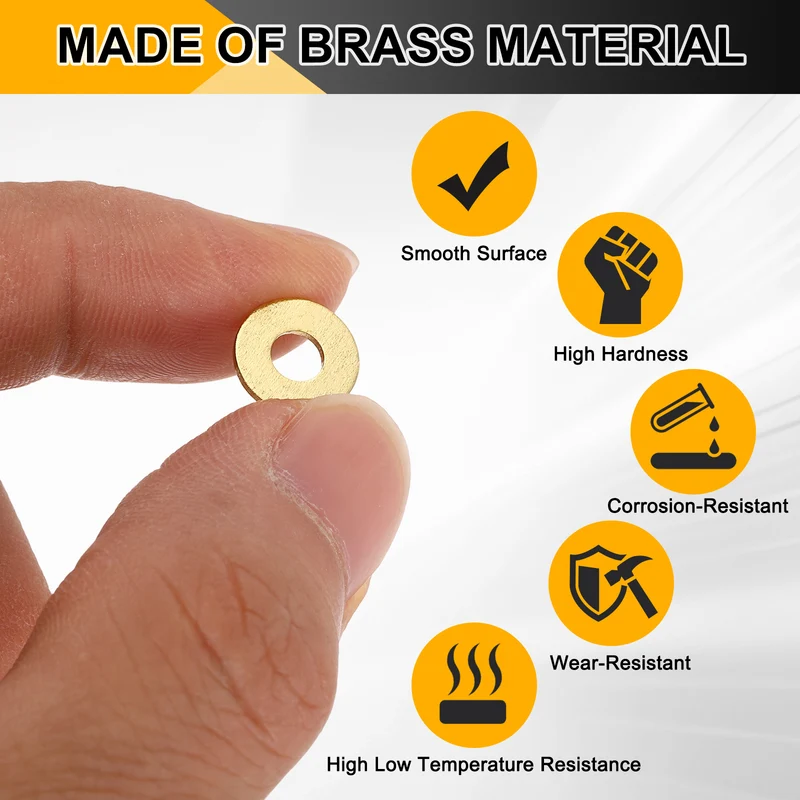 M4x10x0.8mm Flat Washer, 150PCS Brass Automotive Drain Plug Gasket, Golden