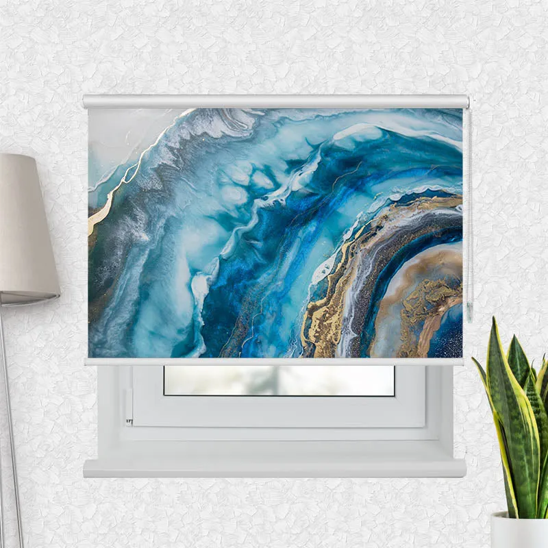 Motivrollo 'Gemaelde Blau Oel' | Bis B 430 x H 440 cm