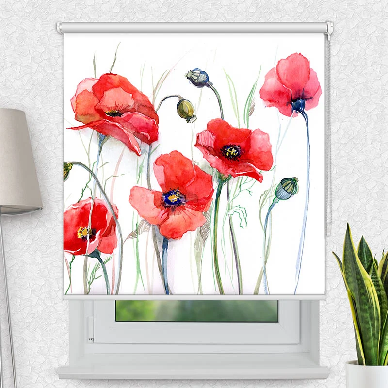 Motivrollo 'Mohnblumen Gemaelde' | Bis B 430 x H 440 cm