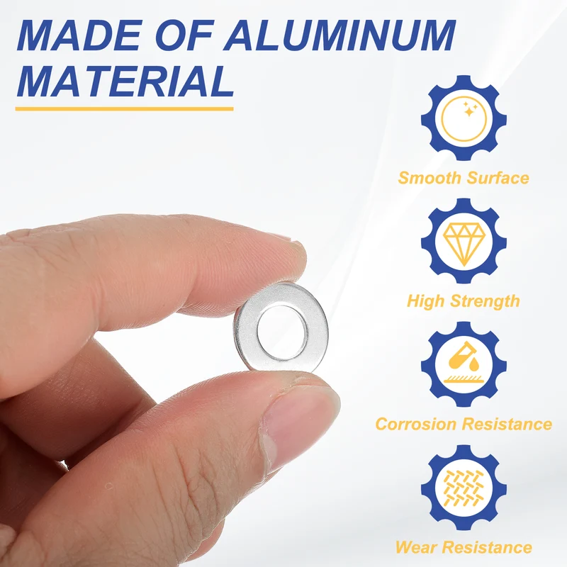 M8x16x1mm Flat Washers, 100PCS Aluminum Automotive Drain Plug Gaskets, Silver