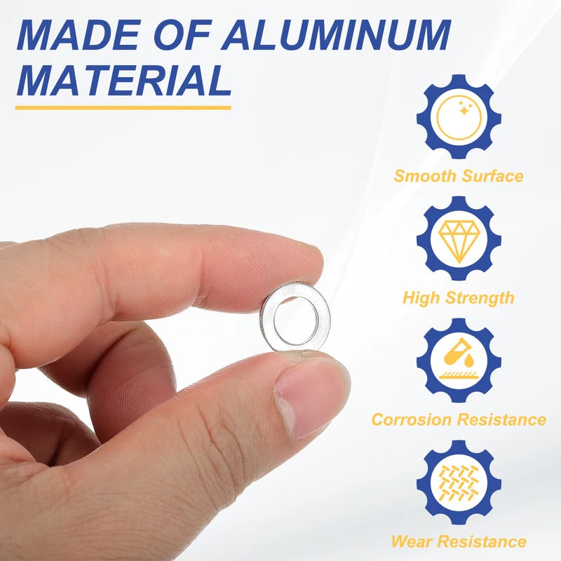M8x14x1mm Flat Washers, 100PCS Aluminum Automotive Drain Plug Gaskets, Silver