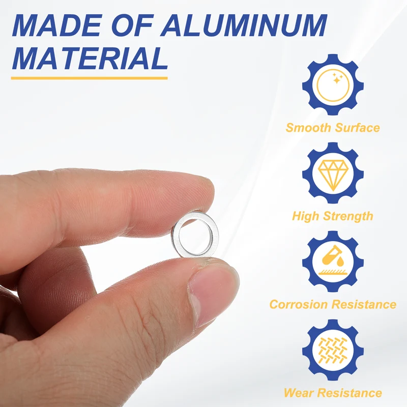 M8x12x1mm Flat Washers, 100PCS Aluminum Automotive Drain Plug Gaskets, Silver