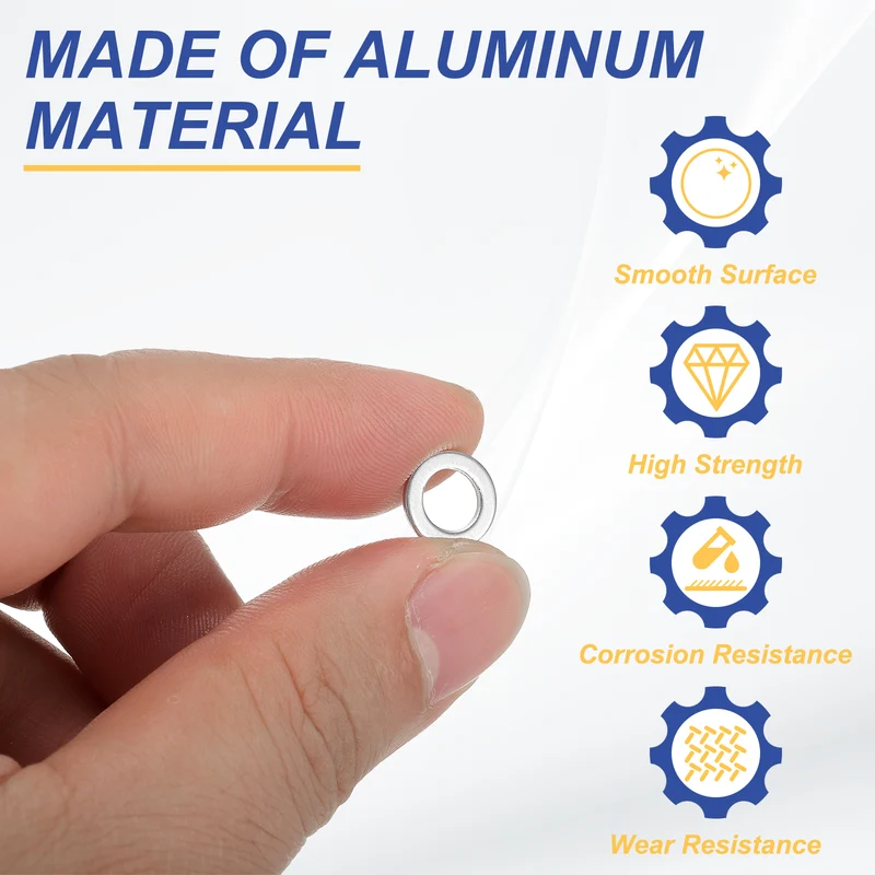 M6x10x1mm Flat Washers, 100PCS Aluminum Automotive Drain Plug Gaskets, Silver