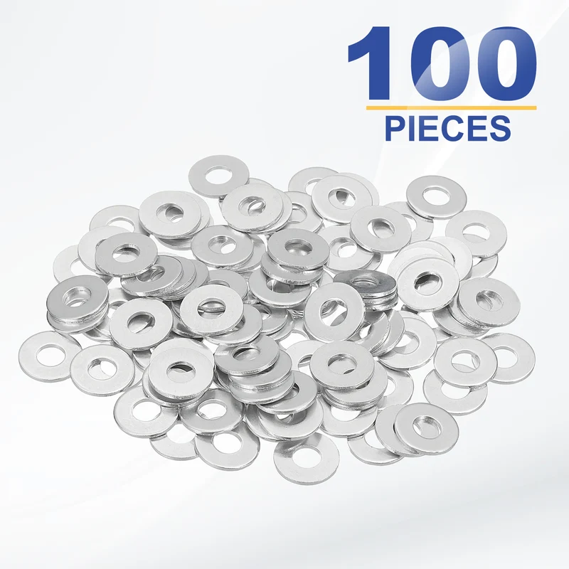 M5x12x1mm Flat Washers, 100PCS Aluminum Automotive Drain Plug Gaskets, Silver