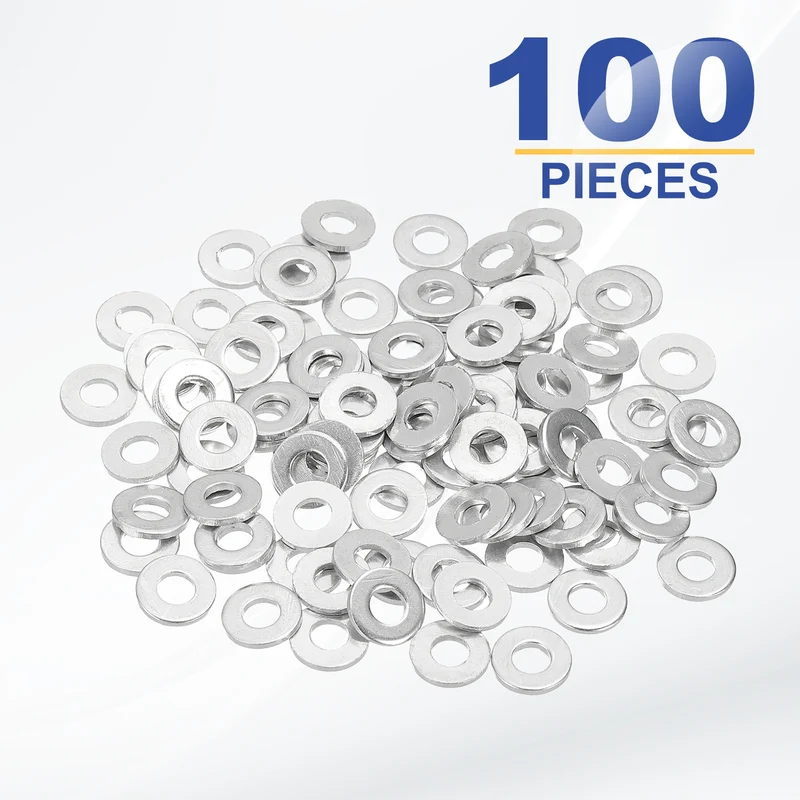 M4x9x1mm Flat Washers, 100PCS Aluminum Automotive Drain Plug Gaskets, Silver