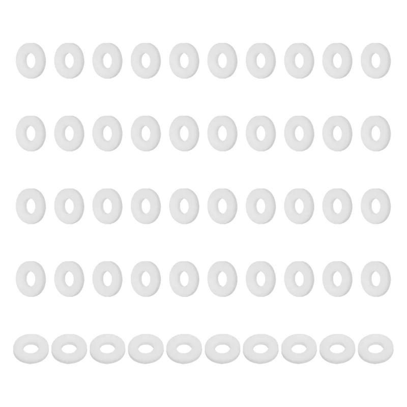 50Pcs PTFE Flat Washers 6x14x2mm Sealing Spacer Flange Gasket White