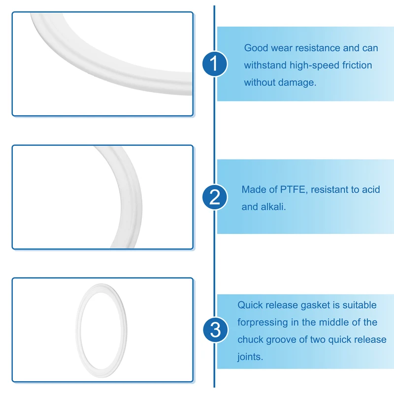 5Pcs PTFE Sanitary Gasket 3.5" Fits OD 105mm Sanitary Pipe Weld Ferrule