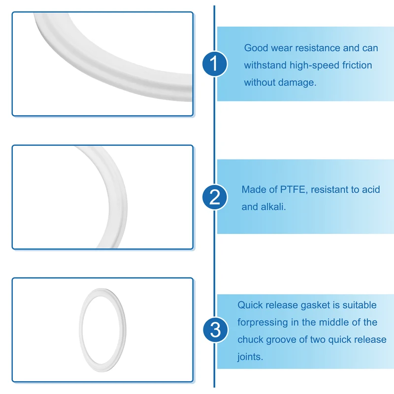 5Pcs PTFE Sanitary Gasket 3" Fits OD 90mm Sanitary Pipe Weld Ferrule