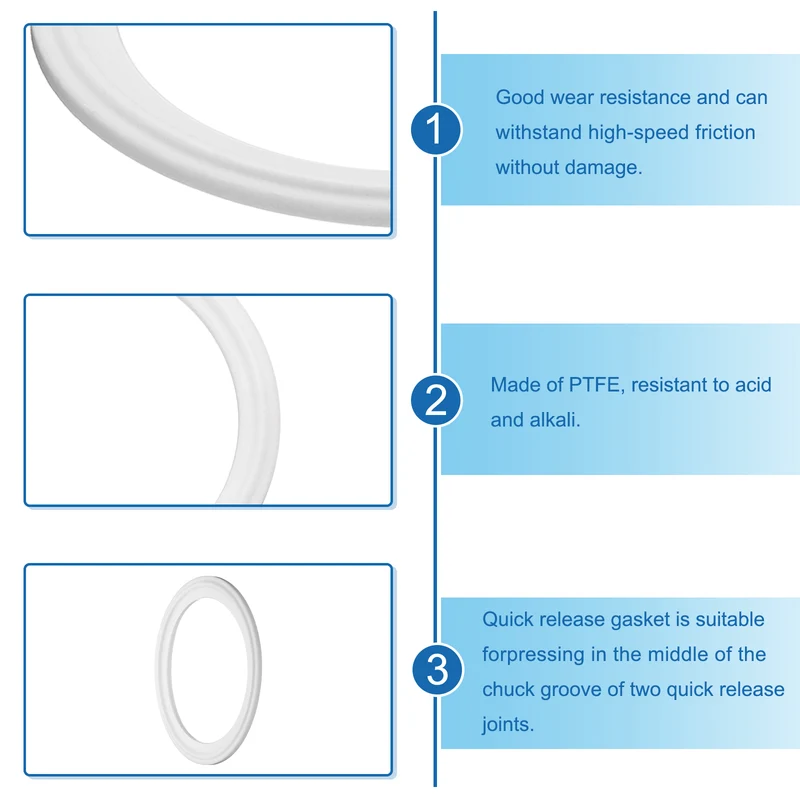 5Pcs PTFE Sanitary Gasket 2.5" Fits OD 77.5mm Sanitary Pipe Weld Ferrule