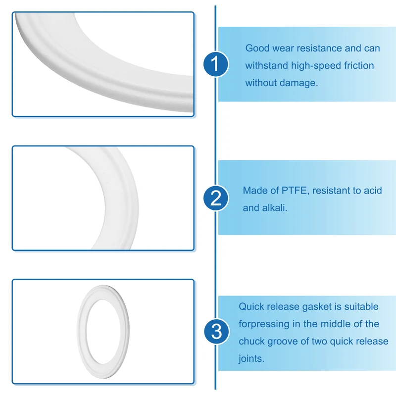 5Pcs PTFE Sanitary Gasket 2.25" Fits OD 77.5mm Sanitary Pipe Weld Ferrule
