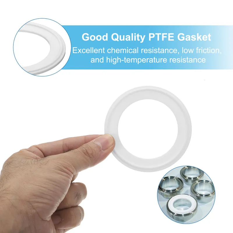 5Pcs PTFE Sanitary Gasket 2.25" Fits OD 77.5mm Sanitary Pipe Weld Ferrule
