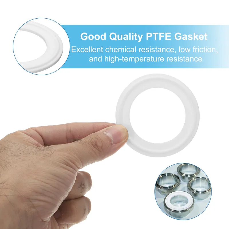 5Pcs PTFE Sanitary Gasket 1.75" Fits OD 63.5mm Sanitary Pipe Weld Ferrule