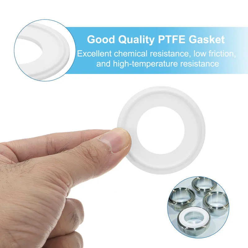 5Pcs PTFE Sanitary Gasket 1.25" Fits OD 50mm Sanitary Pipe Weld Ferrule