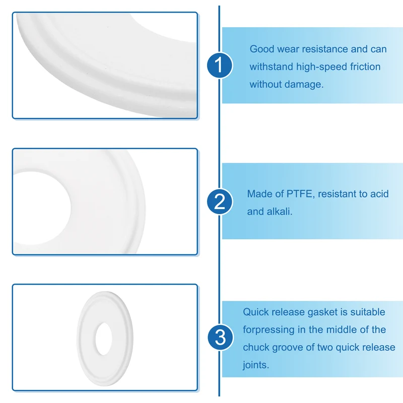 5Pcs PTFE Sanitary Gasket 0.75" Fits OD 50mm Sanitary Pipe Weld Ferrule