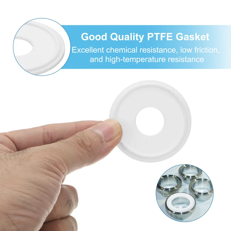 5Pcs PTFE Sanitary Gasket 0.75" Fits OD 50mm Sanitary Pipe Weld Ferrule