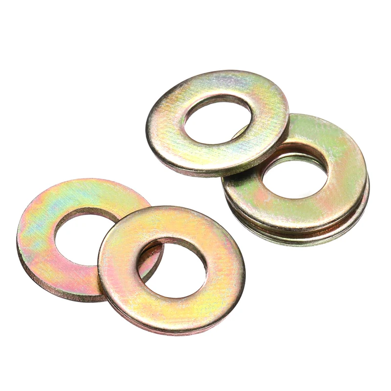 50Pcs 1/4" Carbon Steel SAE Flat Washers 0.29" x 0.63" x 0.05" Zinc Yellow