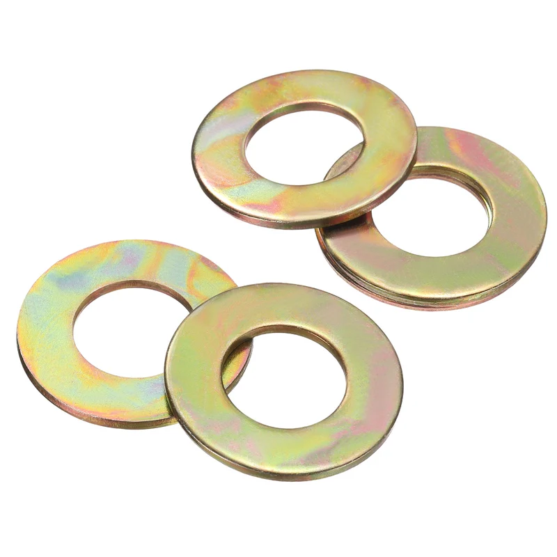 10Pcs 5/8" Carbon Steel SAE Flat Washers, 0.68" x 1.31" x 0.08", Zinc Yellow