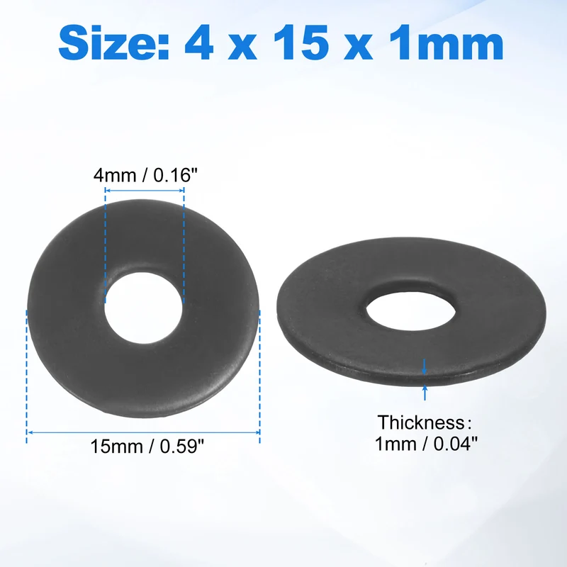 75Pcs M4 304 Stainless Steel Flat Washers ID 4mm OD 15mm Thick 1mm