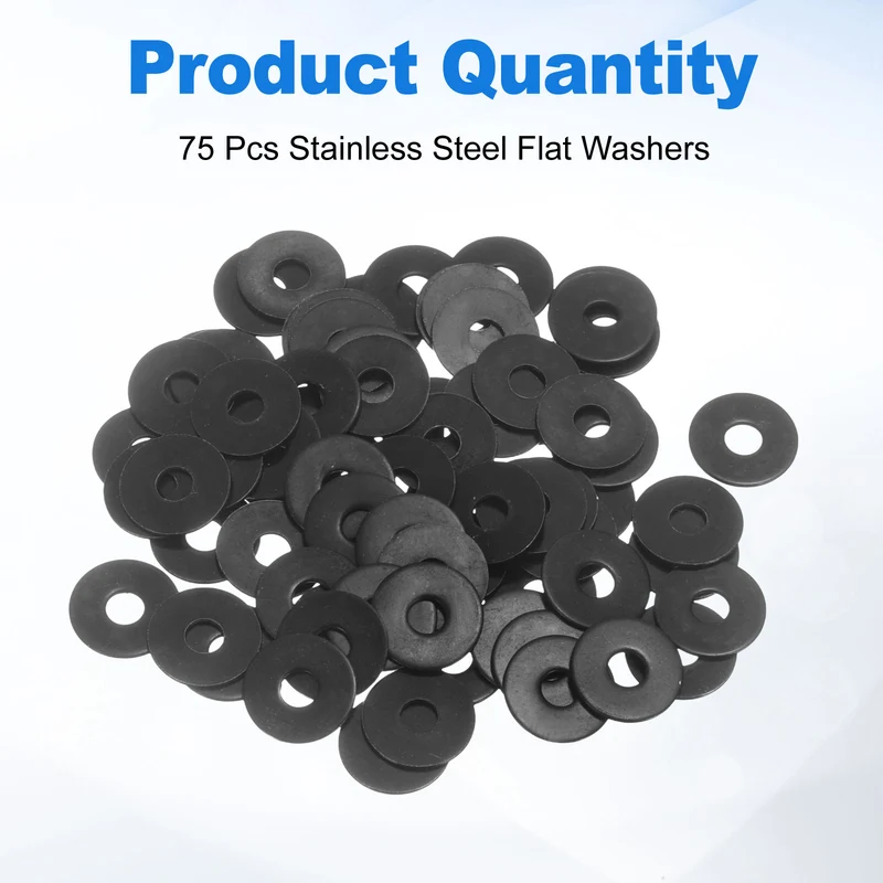 75Pcs M4 304 Stainless Steel Flat Washers ID 4mm OD 15mm Thick 1mm