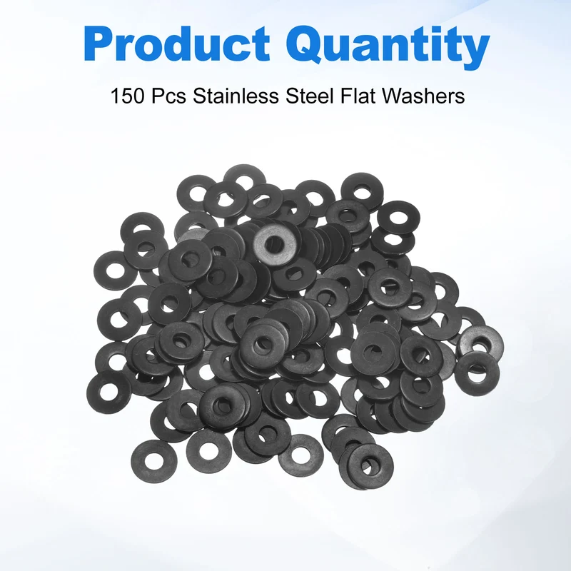 150Pcs M4 304 Stainless Steel Flat Washers ID 4mm OD 12mm Thick 1mm