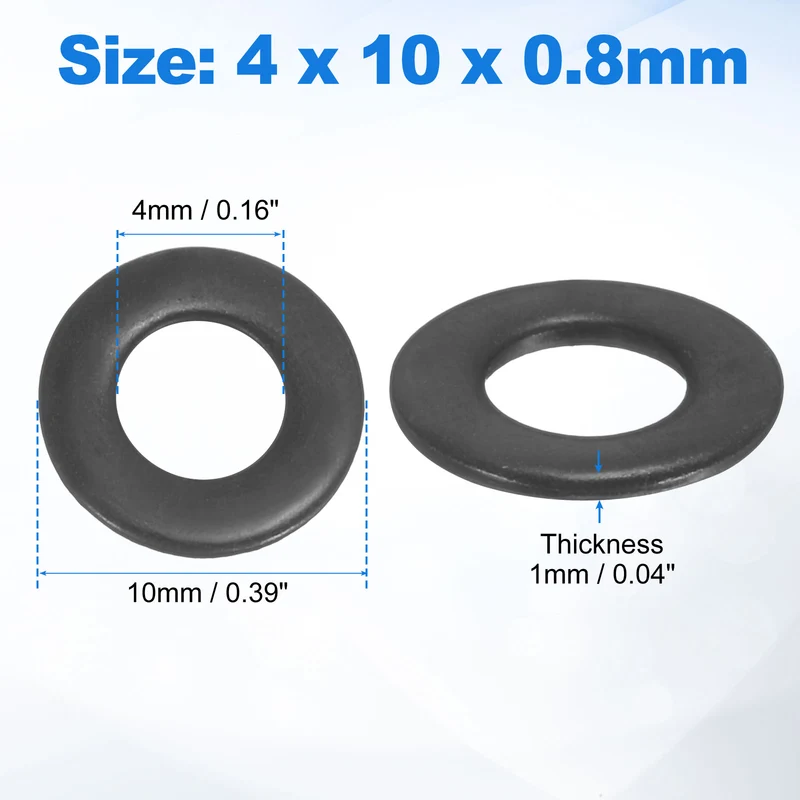 150Pcs M4 304 Stainless Steel Flat Washers ID 4mm OD 10mm Thick 1mm