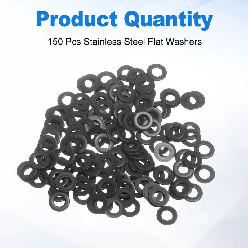 150Pcs M4 304 Stainless Steel Flat Washers ID 4mm OD 10mm Thick 1mm