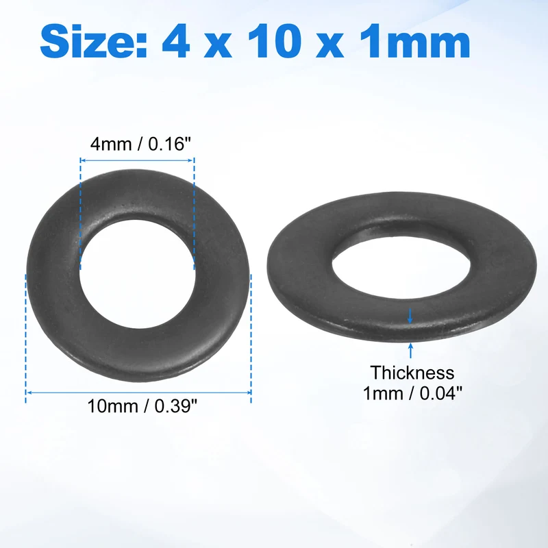 150Pcs M4 304 Stainless Steel Flat Washers ID 4mm OD 9mm Thick 0.8mm