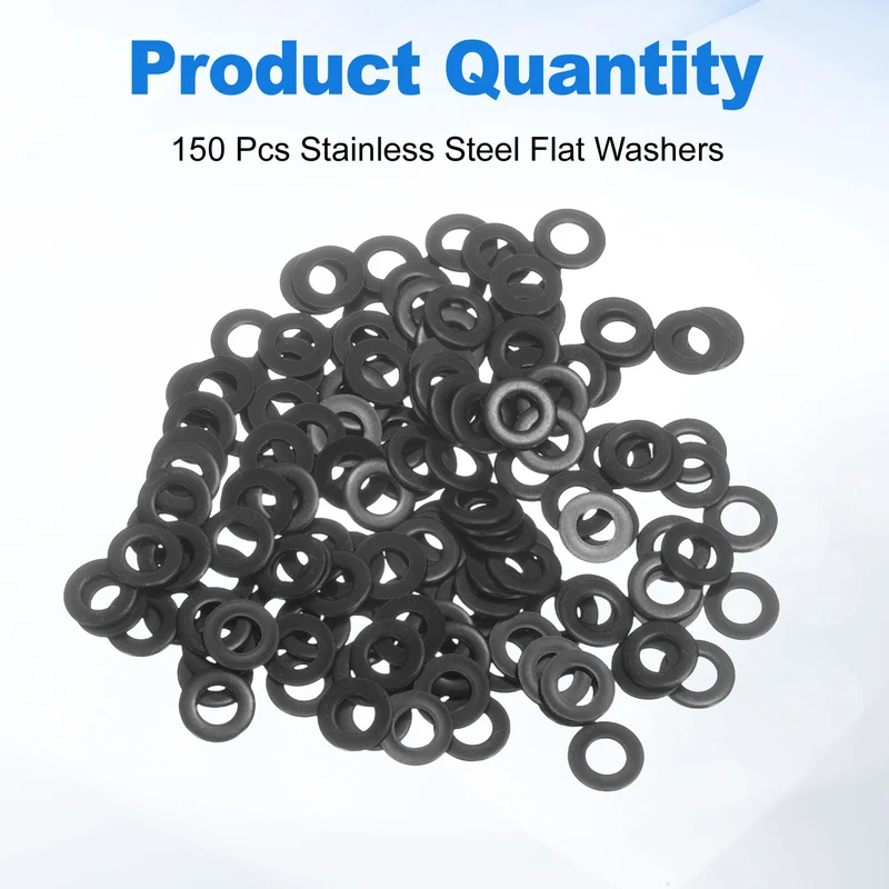 150Pcs M4 304 Stainless Steel Flat Washers ID 4mm OD 9mm Thick 0.8mm