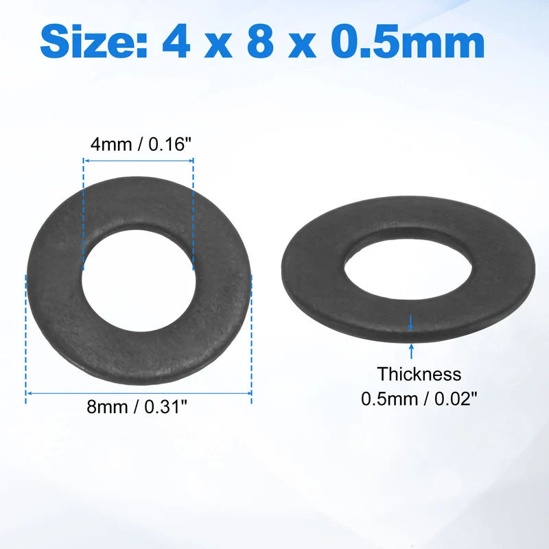 150Pcs M4 304 Stainless Steel Flat Washers ID 4mm OD 8mm Thick 0.5mm