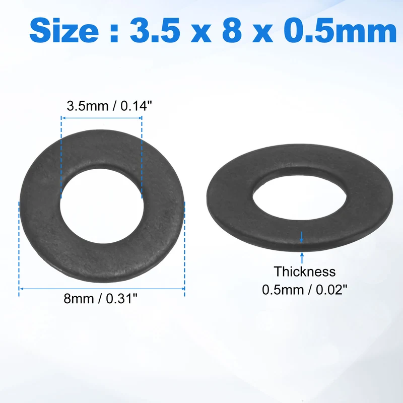 150Pcs M3.5 304 Stainless Steel Flat Washers ID 3.5mm OD 8mm Thick 0.5mm)
