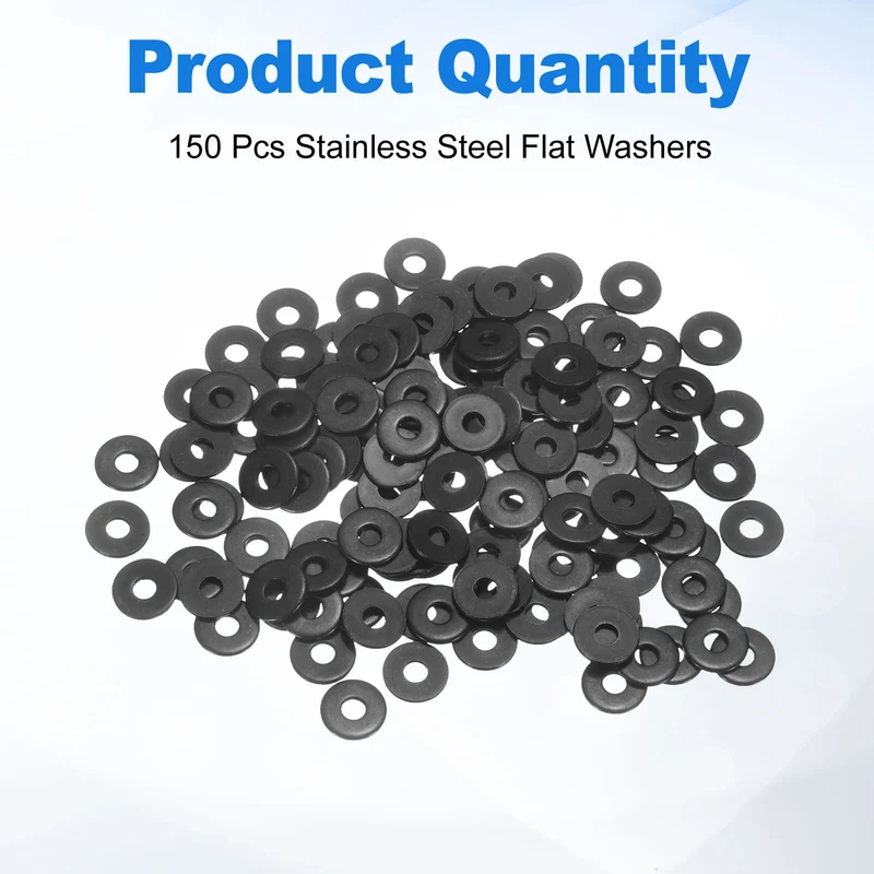 150Pcs M3 304 Stainless Steel Flat Washers ID 3mm OD 12mm Thick 1mm