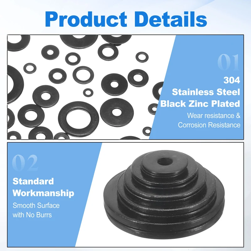 150Pcs M3 304 Stainless Steel Flat Washers ID 3mm OD 12mm Thick 1mm