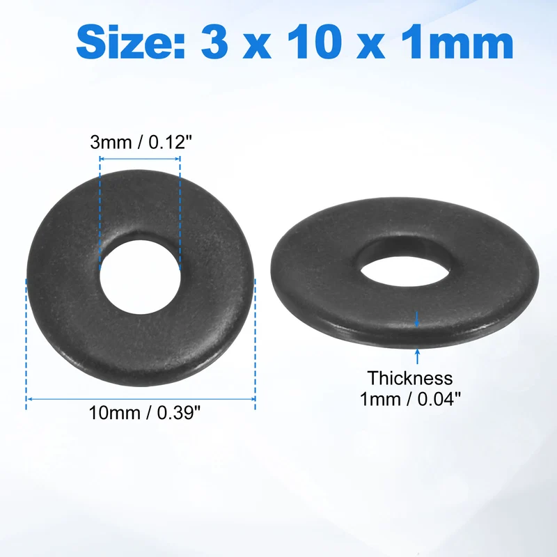 150Pcs M3 304 Stainless Steel Flat Washers ID 3mm OD 10mm Thick 1mm