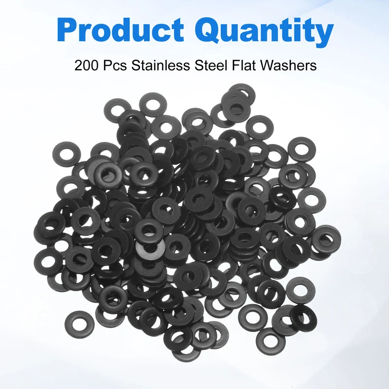 200Pcs M3 304 Stainless Steel Flat Washers ID 3mm OD 9mm Thick 0.8mm