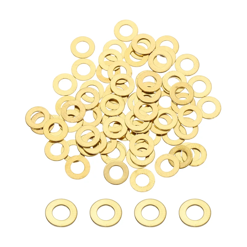 M4x8x0.5mm Flat Washer, 150PCS Brass Automotive Drain Plug Gasket, Golden