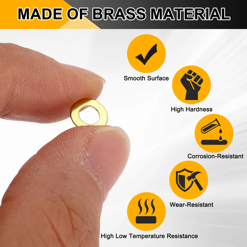 M4x8x0.5mm Flat Washer, 150PCS Brass Automotive Drain Plug Gasket, Golden