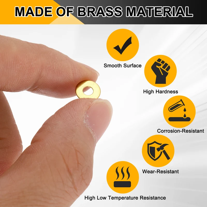 M3x8x0.5mm Flat Washer, 150PCS Brass Automotive Drain Plug Gasket, Golden