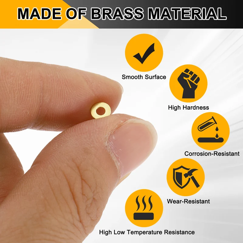 M2x5x0.4mm Flat Washer, 150PCS Brass Automotive Drain Plug Gasket, Golden
